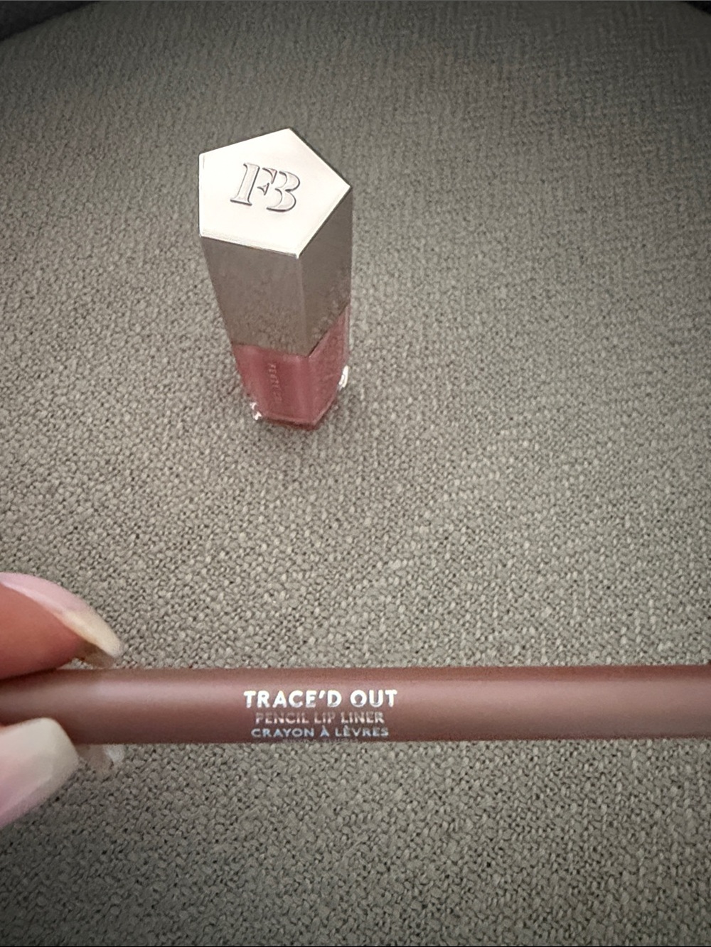 Fenty Beauty Fussy Pink Lip Gloss with Brown Traced OutLip Liner - Picture 2 of 3